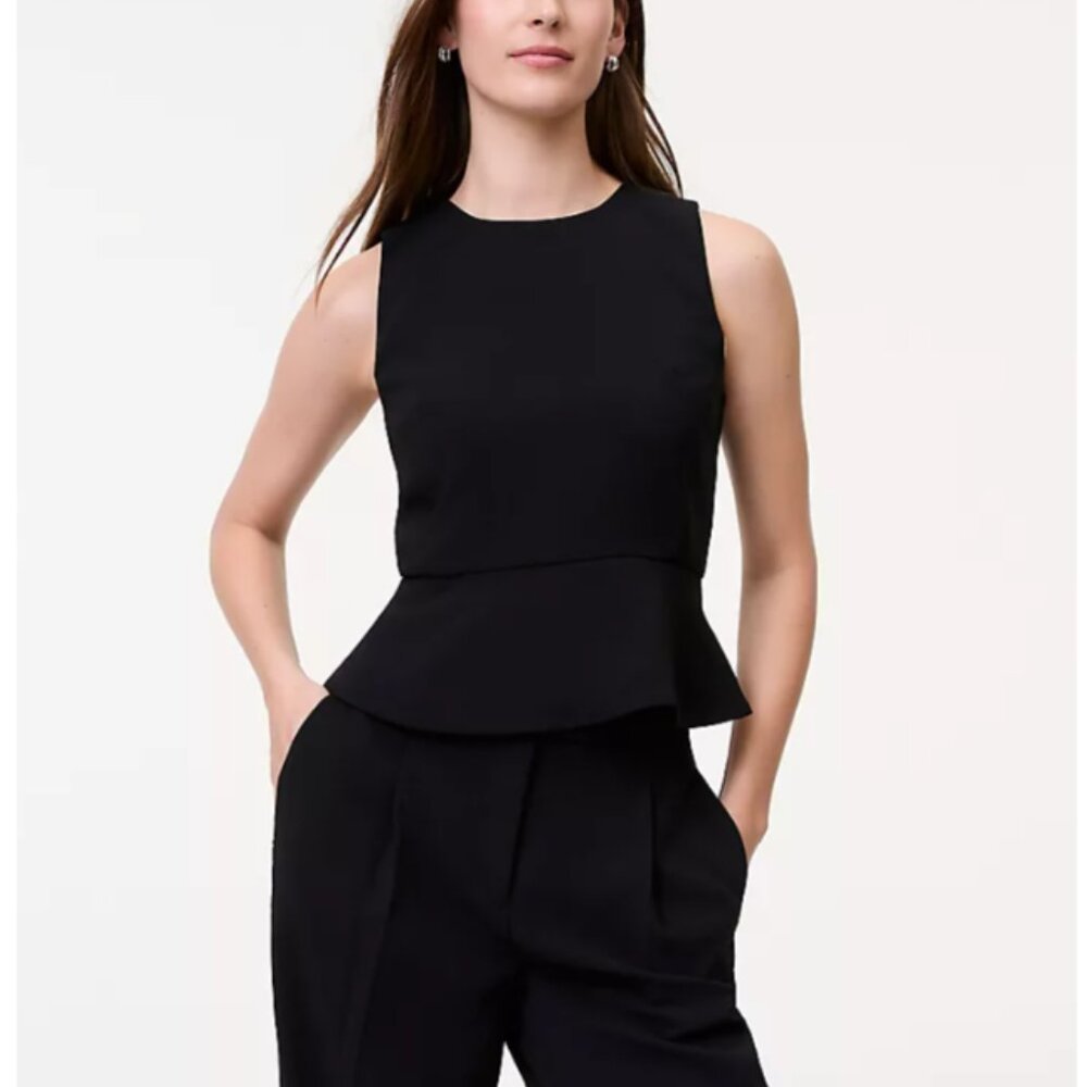 Ann Taylor Black Peplum Top Size M